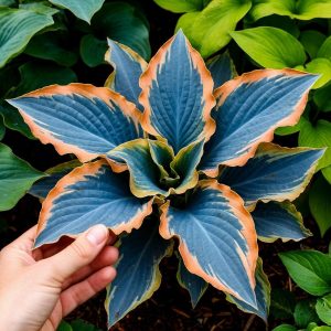 Хоста Океан Вью купить по цене от 960р. в интернет-магазине «Посадика» с доставкой почтой в в Усть-Катаве и по всей России – [изображение №1].