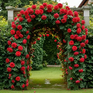 Роза плетистая Алый Триумф купить по цене от 319р. в интернет-магазине «Посадика» с доставкой почтой в в Усть-Катаве и по всей России – [изображение №1].