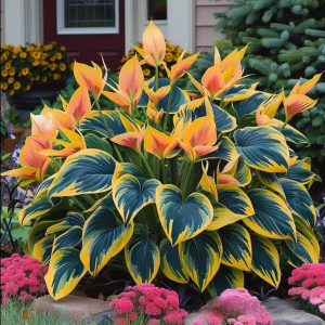 Хоста Флейм Данс купить по цене от 650р. в интернет-магазине «Посадика» с доставкой почтой в в Усть-Катаве и по всей России – [изображение №1].